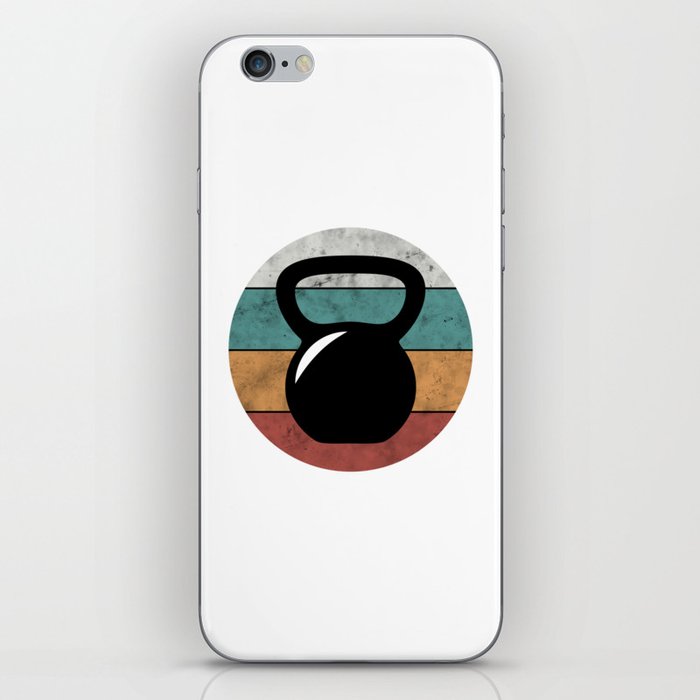 Kettlebell weight vintage color striped circle iPhone Skin