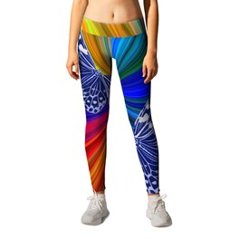 Let the fantasy free Leggings | Digital, Rainbowcolors, Eyecatcher, Colorfulbeams, Bluebutterflies, Cool, Blueinsects, Graphicdesign, Modernbutterflies, Vibrantcolors 
