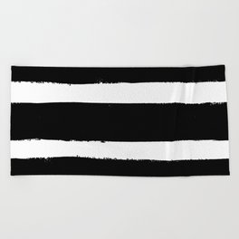 Black & White Paint Stripes by Friztin Beach Towel