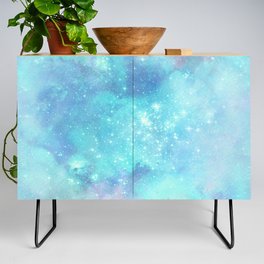 Aqua Blue Galaxy Painting Credenza