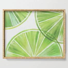 Fresh Lime Citrus Abstract Watercolor Serving Tray
