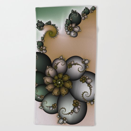Trinket Flower Fractal Beach Towel