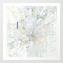 Indianapolis' POP urban map Art Print