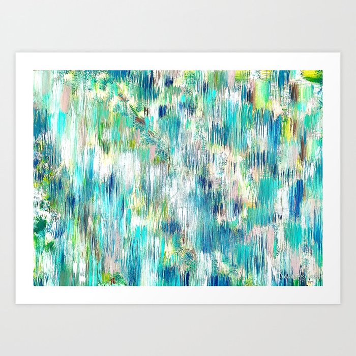 Green Abstract Painting. Beautiful Greens and Blues. Intriguing and Unique. Art Print