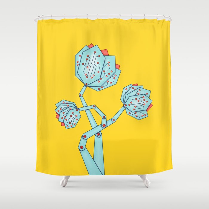 Electronic Flowers Circuit Board Petals Shower Curtain