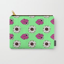 Hibiscus Eyeball Repeat in Zombie Green Carry-All Pouch