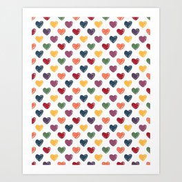 Pastel rainbow heart pattern Art Print | Heart, Rainbow, Love, Shapes, Selflove, Hearts, Girly, Vday, Pattern, Set 