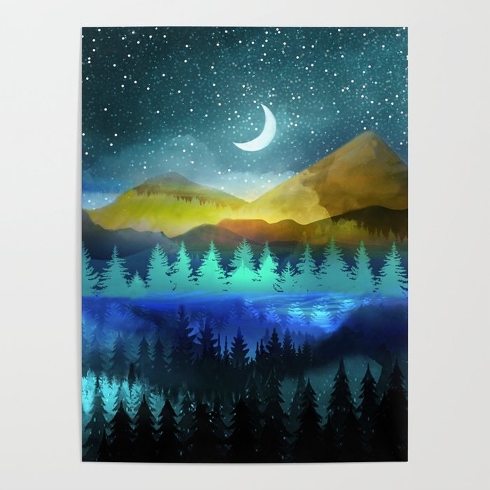 Silent Forest Night Poster