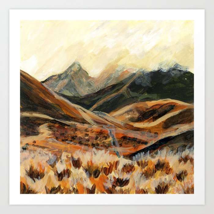 Golden Mountain Landscape Art Print