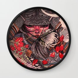 Female Samurai Warrior Wall Clock