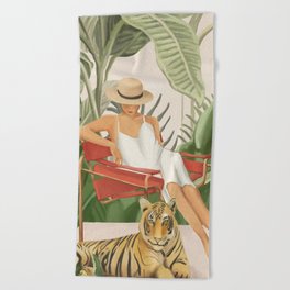 The Lady and the Tiger II Beach Towel