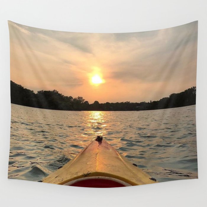 Paddle Into the Sunset Wall Tapestry