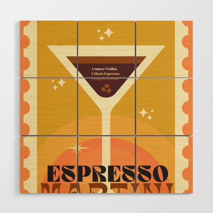Espresso Martini Cocktail Wood Wall Art