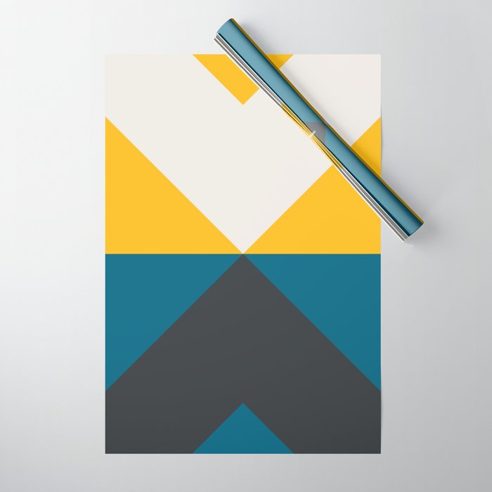 Split X Teal & Yellow Wrapping Paper