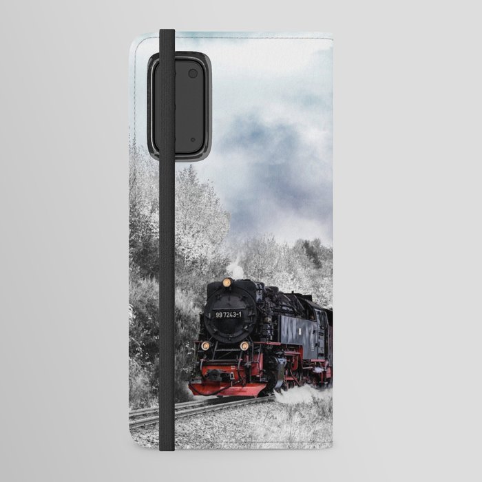 Vintage train,snow,winter art Android Wallet Case