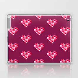 Retro disco hearts pink burgundy Valentine Laptop Skin