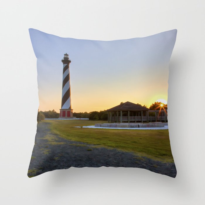 Cape Hatteras Lighthouse At Sunset Throw Pillow By Amjackphoto Society6