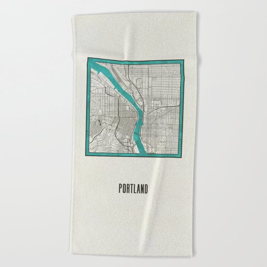 Portland Metallic Inlay Map Beach Towel