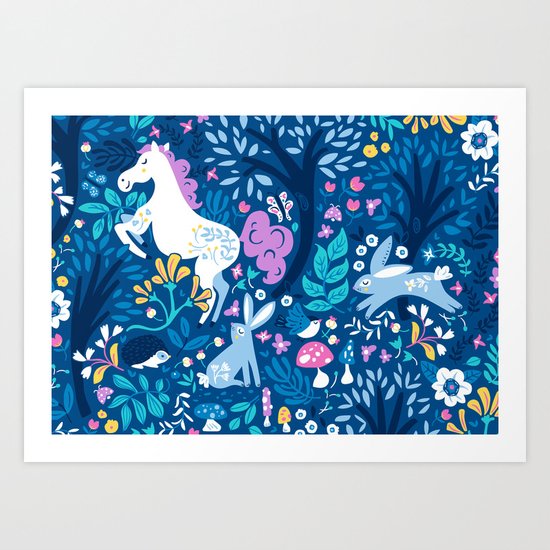 Woodland Folk Art Print