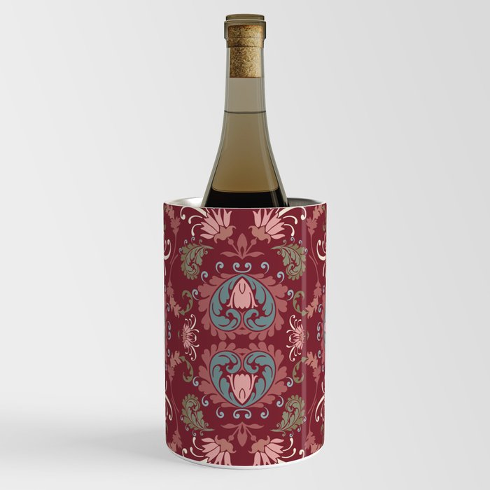 deep red and pink floral bold paisley flower bohemian Wine Chiller