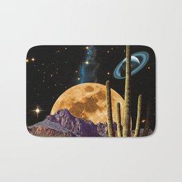 Space Cowboys Bath Mat | Moonart, Retro, Cactus, Collageart, Stars, Cosmic, Mountains, Grass, Landscape, Curated 