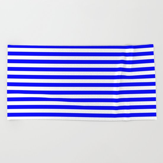 Horizontal Stripes (Blue/White) Beach Towel