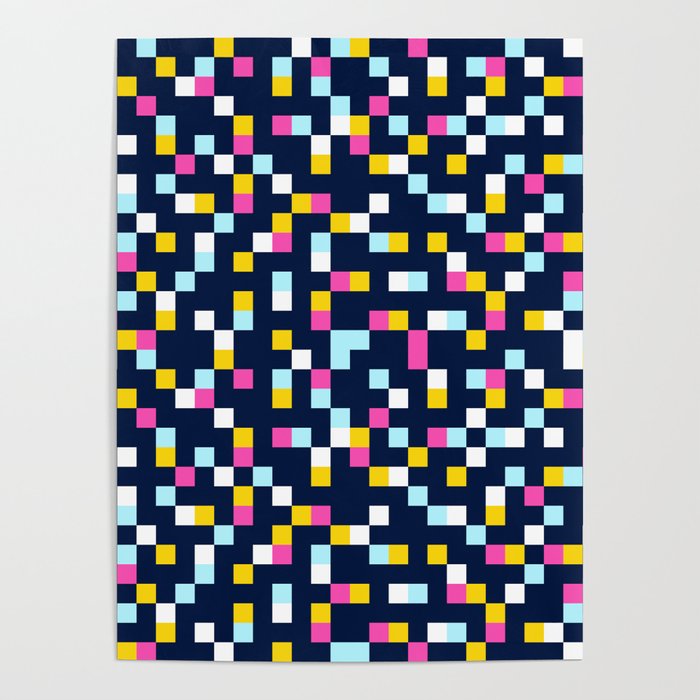 Checkerboard Checkered Checked Check Chessboard Pattern in Polychrome Multicolor Colors Poster