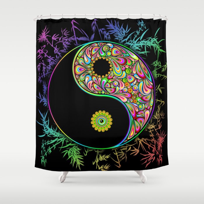 Yin Yang Bamboo Psychedelic Shower Curtain