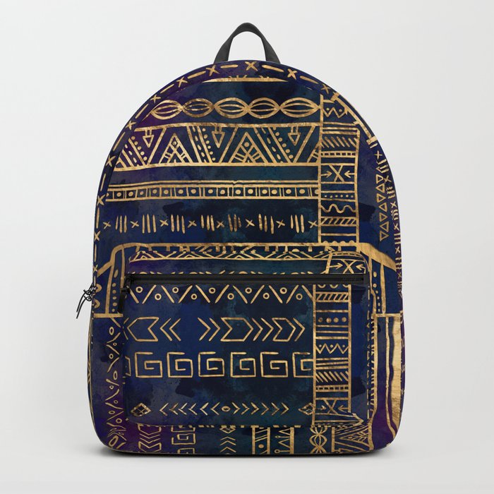 Tribal Ethnic pattern gold on painted texture Backpack