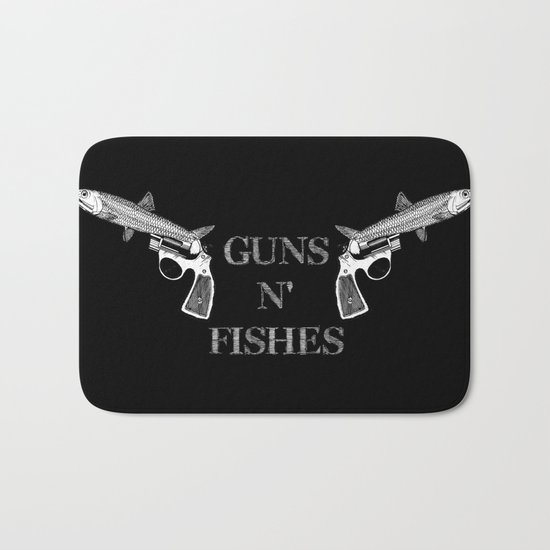 Guns n' Fishes black Bath Mat