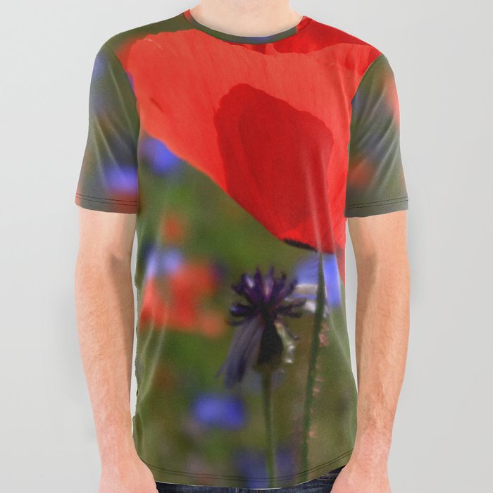 Beautiful Red Poppy All Over Graphic Tee