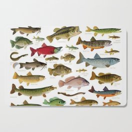 Illustrated Northeast Game Fish Identification Chart Cutting Board