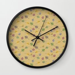 Colorado Aspen Tree Leaves Hand-painted Watercolors in Golden Autumn Shades on Jute Beige Wall Clock