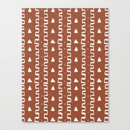 Merit Mud Cloth Rust Orange and White Triangle Pattern Canvas Print