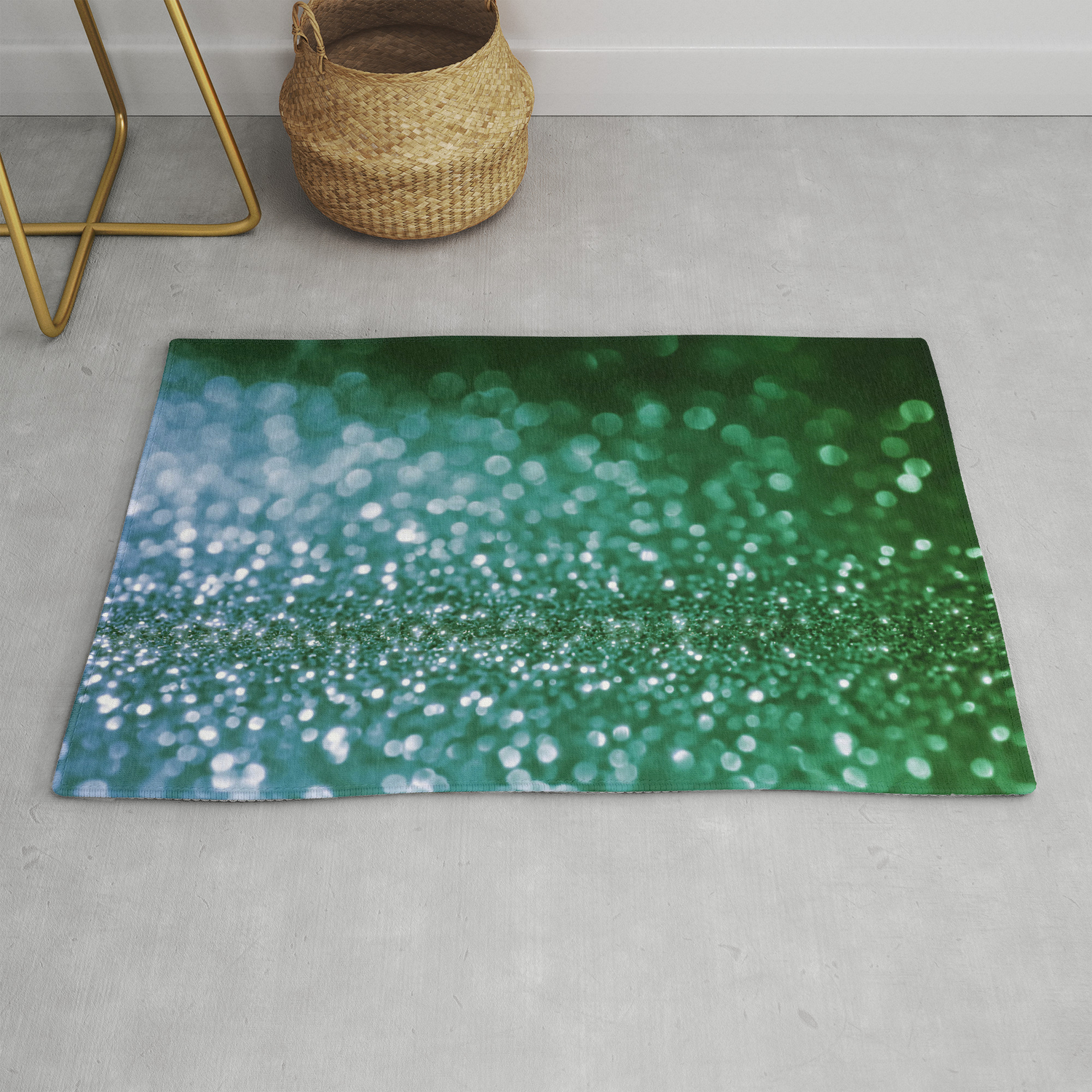 Aqua Glitter Effect Sparkling Print In Green And Blue Rug By Betterhome Society6