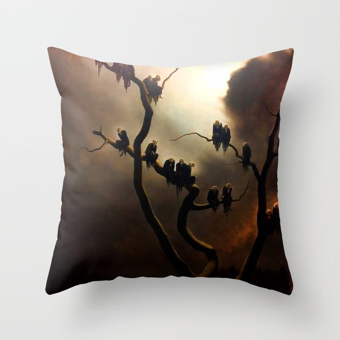 Vivid Retro - Ghosts in a Tree Throw Pillow