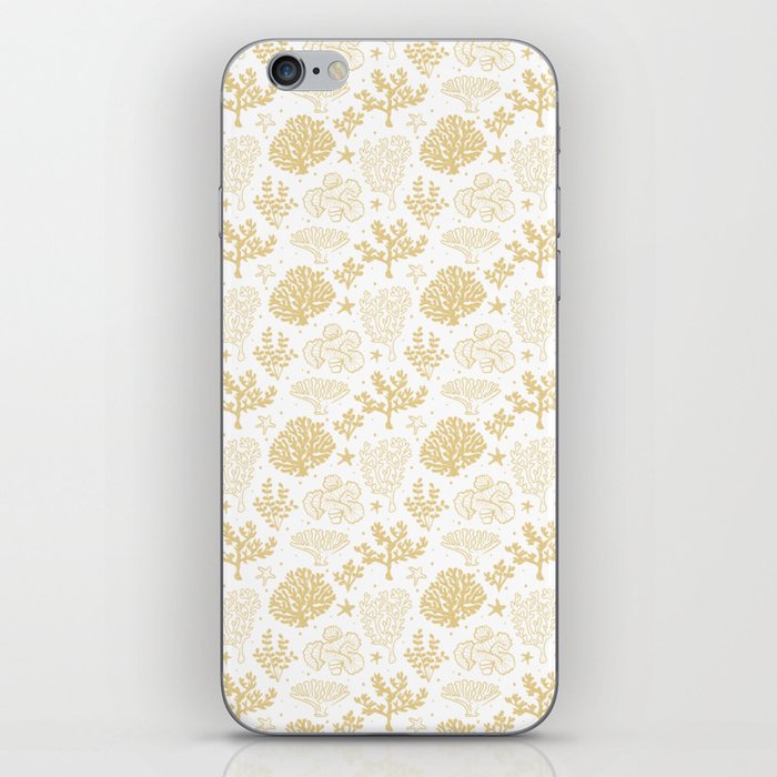 Beige Coral Silhouette Pattern iPhone Skin
