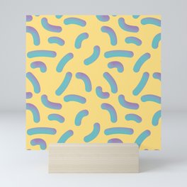 Memphis Style Yellow 3D Confetti Mini Art Print
