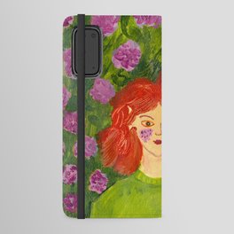 Woman with Flowertea Android Wallet Case