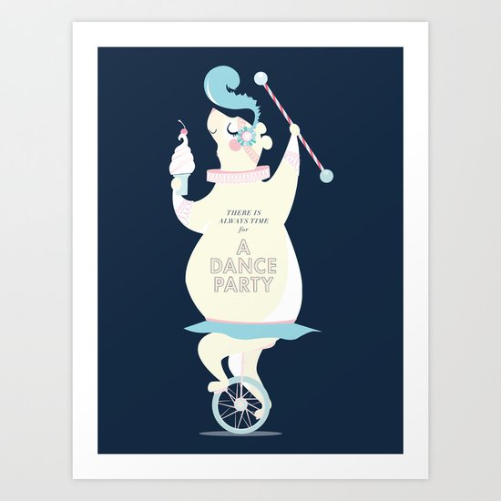 There is always time for a Dance Party (navy) Art Print