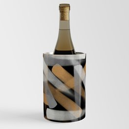 Digital Paint Brush Strokes in Gold, Silver and White Wine Chiller