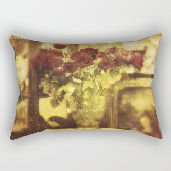 Red roses on the street Rectangular Pillow