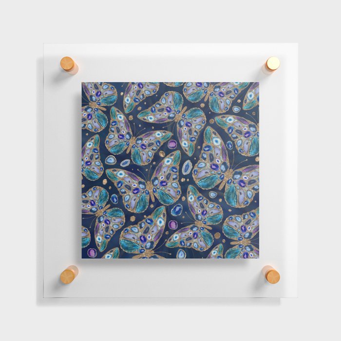 Blue and Purple Geodes Butterflies Floating Acrylic Print