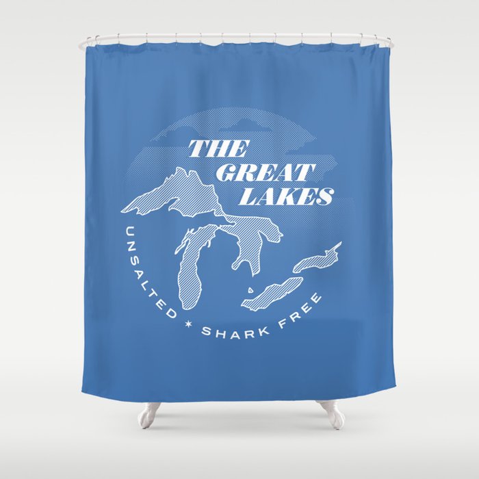 The Great Lakes - Unsalted & Shark Free (Inverse) Shower Curtain
