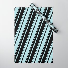 [ Thumbnail: Powder Blue and Black Colored Striped Pattern Wrapping Paper ]