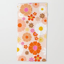 Groovy 60's Mod Pastel Flower Power Beach Towel
