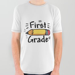 First Grade Pencil All Over Graphic Tee