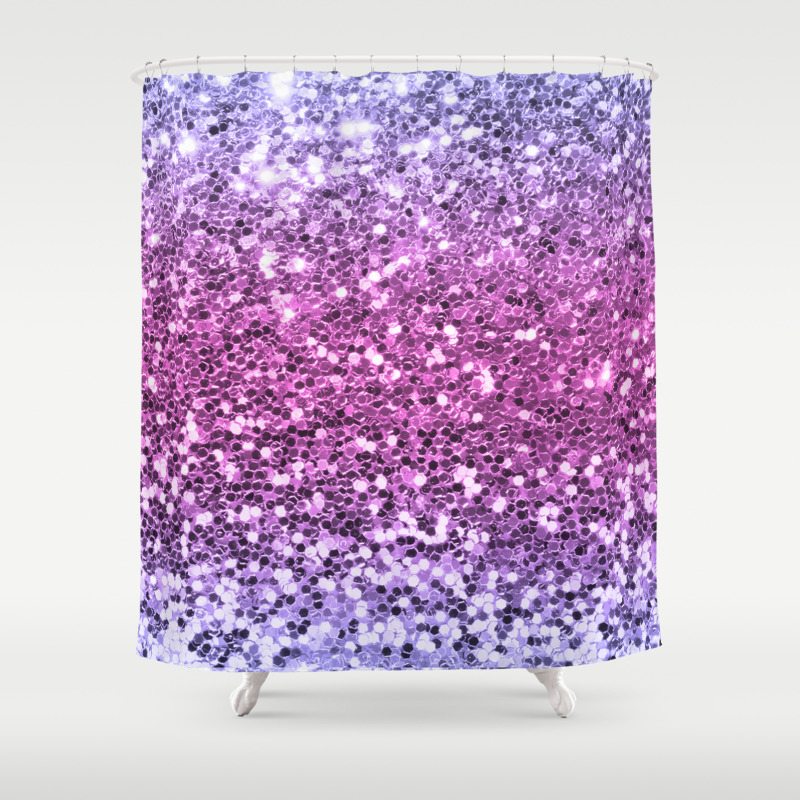 Mermaid Glitters Sparkling Purple Cute, Cute Girly Shower Curtains