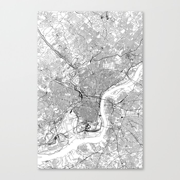 Philadelphia White Map Leinwanddruck Philadelphia White Map Leinwanddruck