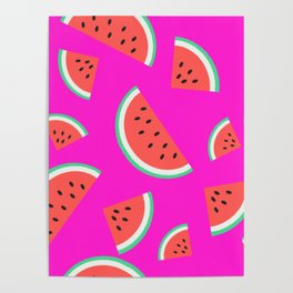 Watermelon Summer Pattern - fuchsia Poster
